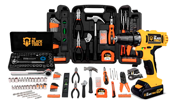 Kit The Black Tools 12V — Parafusadeira + Ferramentas Completo