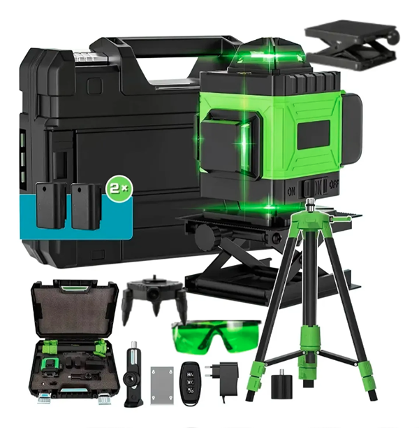 Nível Laser Verde 16 Linhas Kit Profissional com Tripé e Maleta